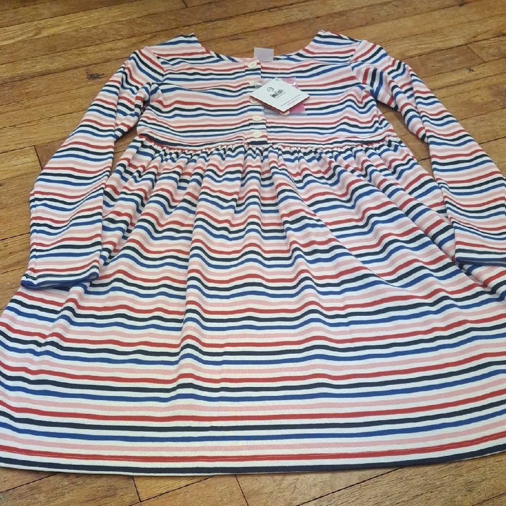Hanna Andersson Striped Kids Dress - Pink, Blue, White